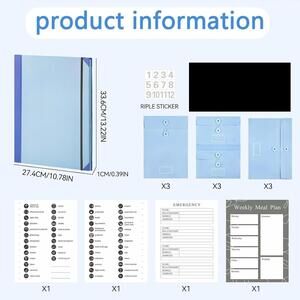 BLUE Organizer Folio / NEW/ ~13" x 10" / Pockets